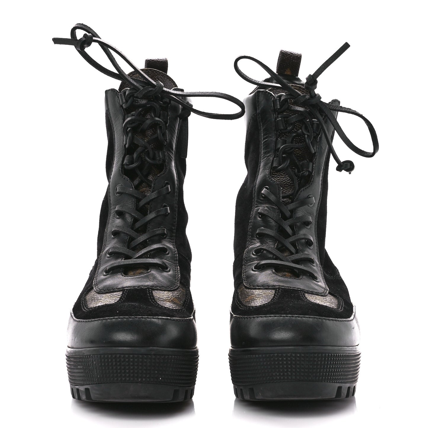 Suede Calfskin Monogram Laureate Platform Desert Boots 40 Black