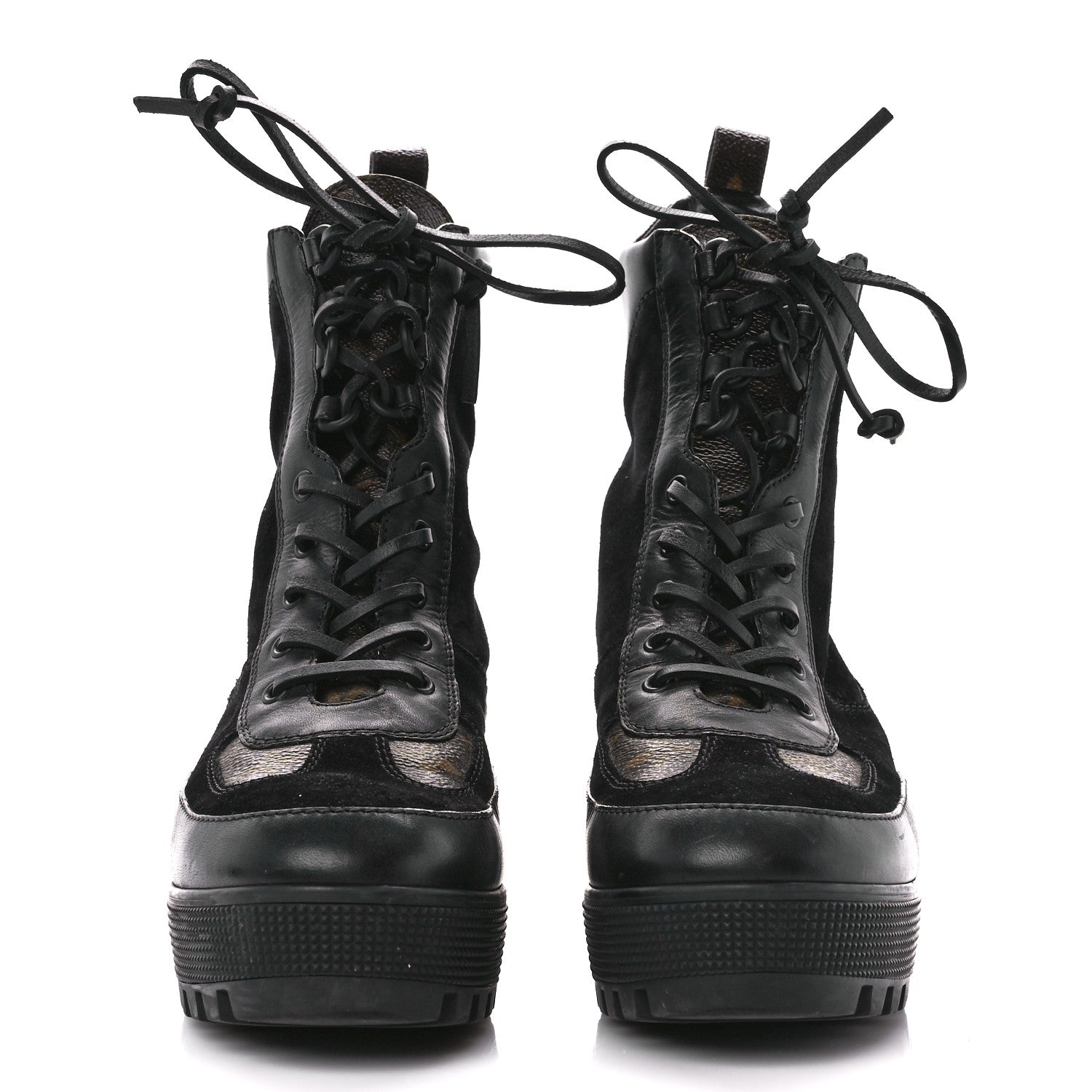 Louis Vuitton Suede Calfskin Monogram Laureate Platform Desert Boots 40 Black 2 of 8