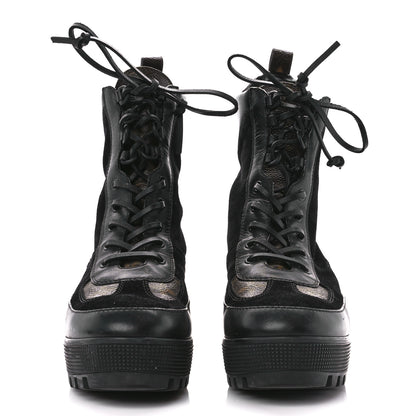 Louis Vuitton Suede Calfskin Monogram Laureate Platform Desert Boots 40 Black 2 of 8