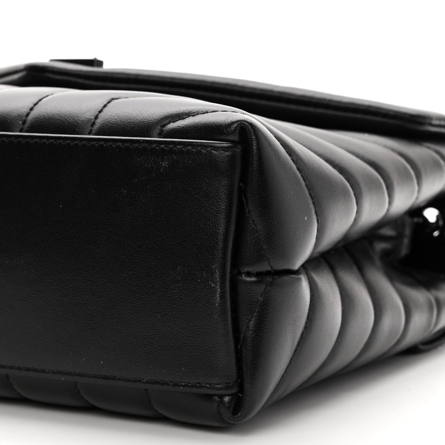 Calfskin Y Quilted Monogram Monochrome Small Loulou Chain Satchel Black