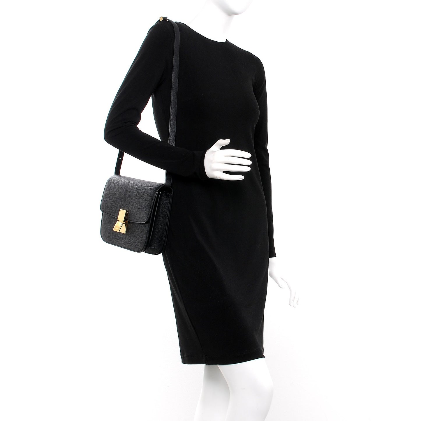 Goatskin Medium Classic Box Flap Bag Black