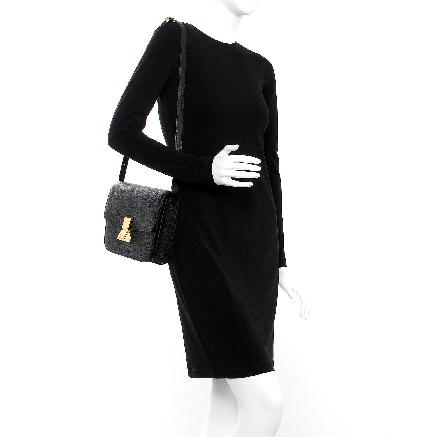 Celine Goatskin Medium Classic Box Flap Bag Black 2 of 7