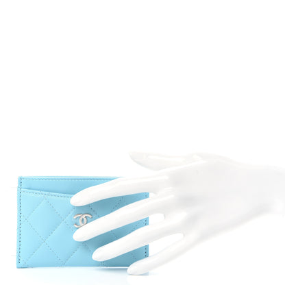 Chanel Lambskin Quilted Card Holder Neon Blue 2 of 9