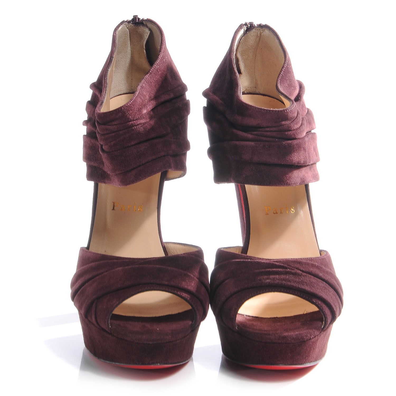 Christian Louboutin Velours Applique 140 Platform Heels Plum 39 2 of 7