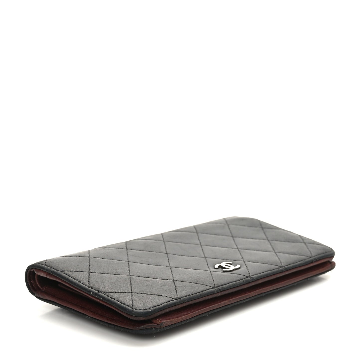 Lambskin Quilted Yen Wallet Black