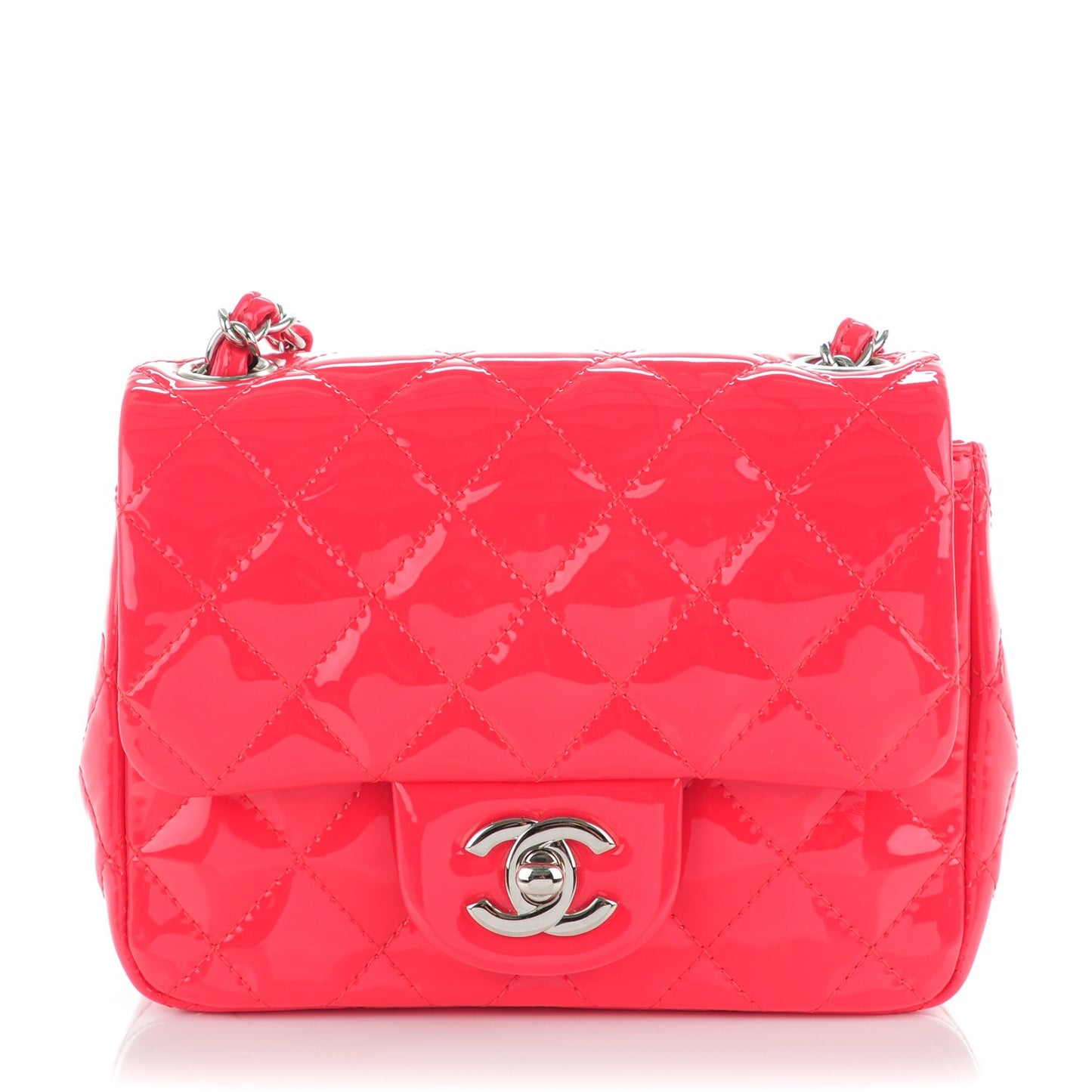 Patent Quilted Mini Square Flap Pink