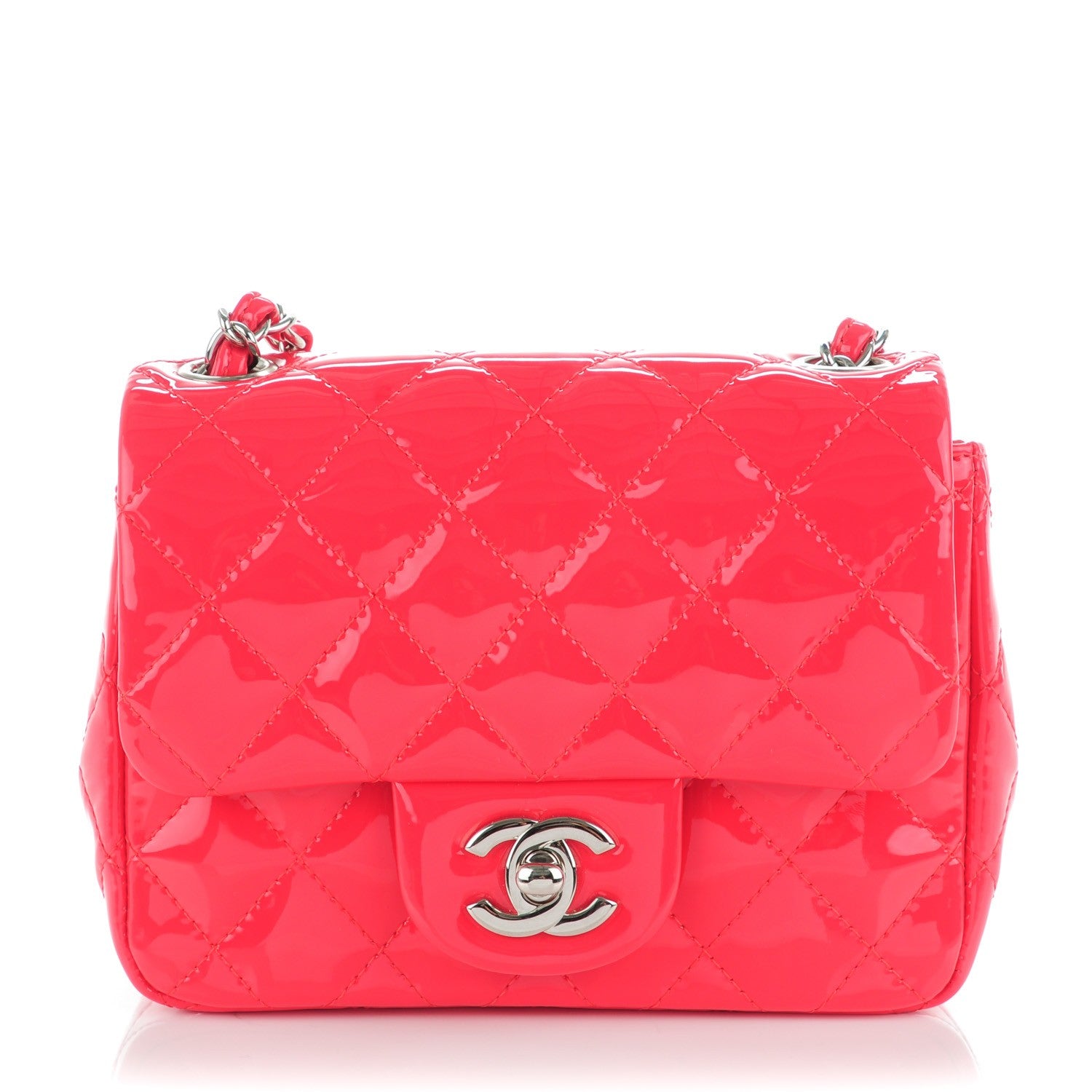 Chanel Patent Quilted Mini Square Flap Pink 1 of 8