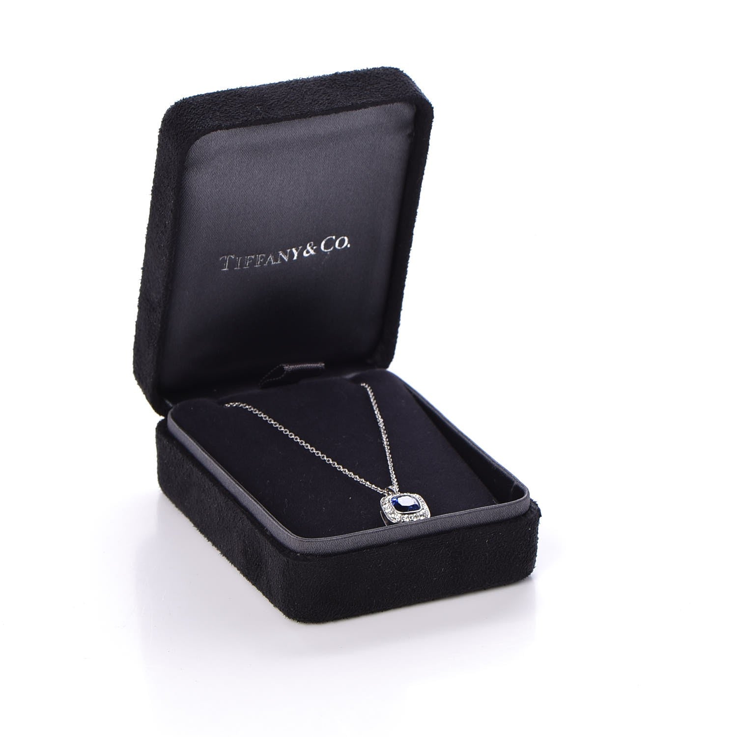 Tiffany Platinum Diamond Blue Sapphire Legacy Pendant Necklace 8 of 8
