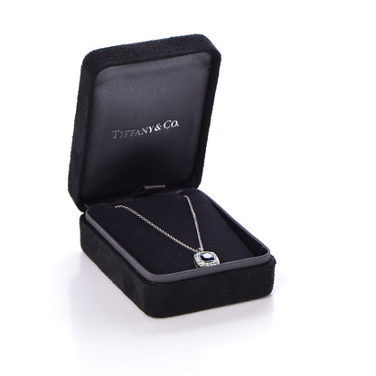 Tiffany Platinum Diamond Blue Sapphire Legacy Pendant Necklace 8 of 8