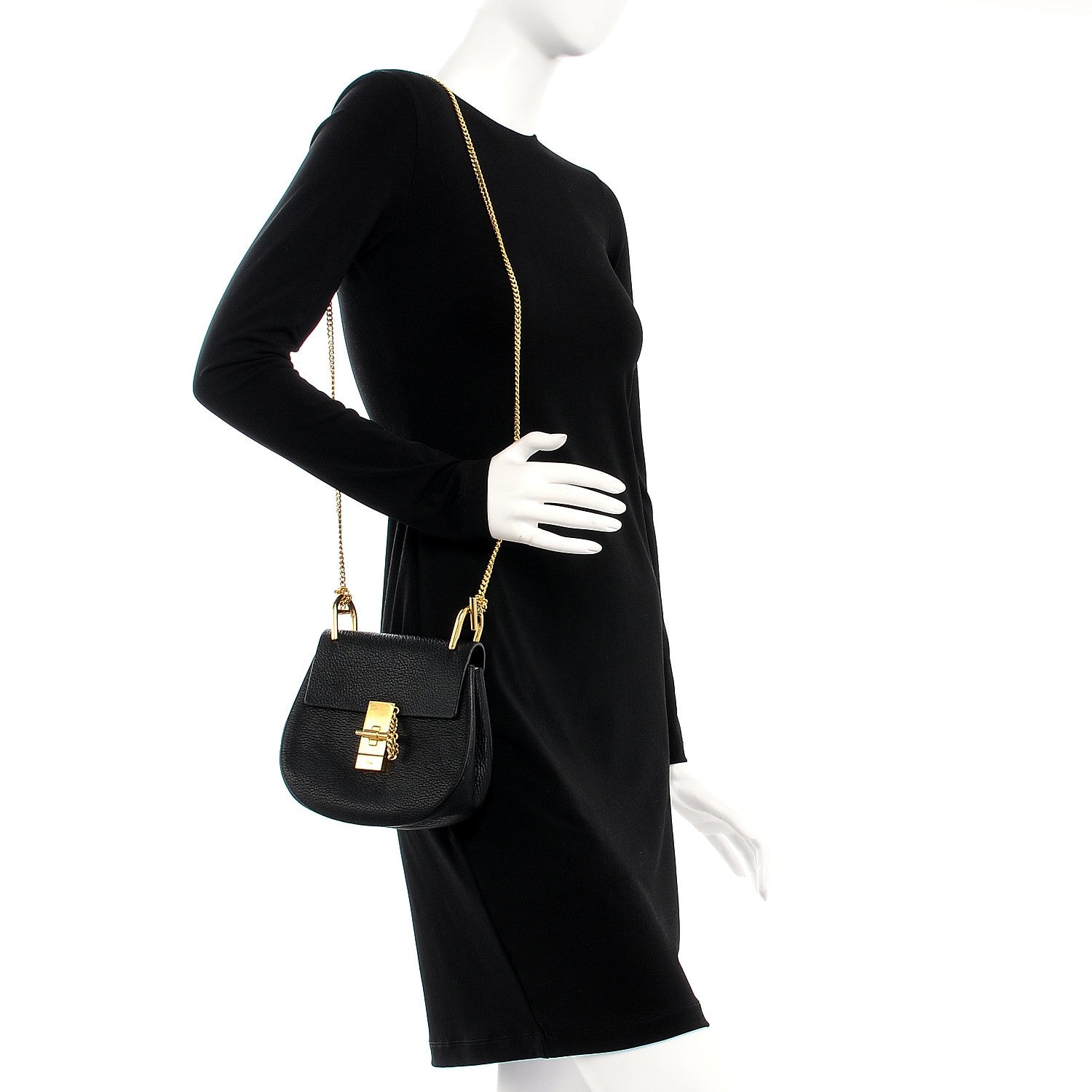 Chloe Grained Lambskin Mini Drew Shoulder Bag Black 2 of 12