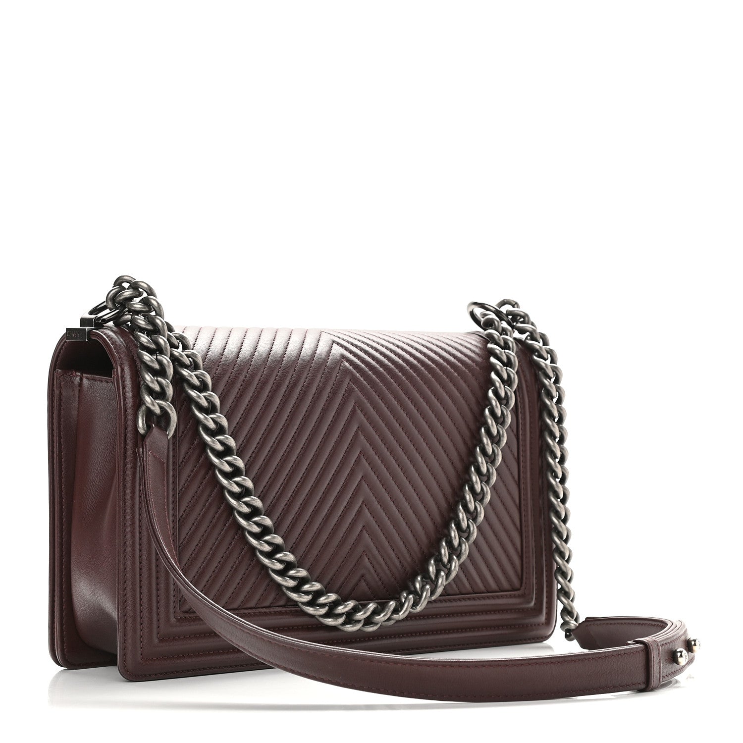 Chanel Calfskin Chevron Quilted New Medium Boy Flap Burgundy 4 of 10