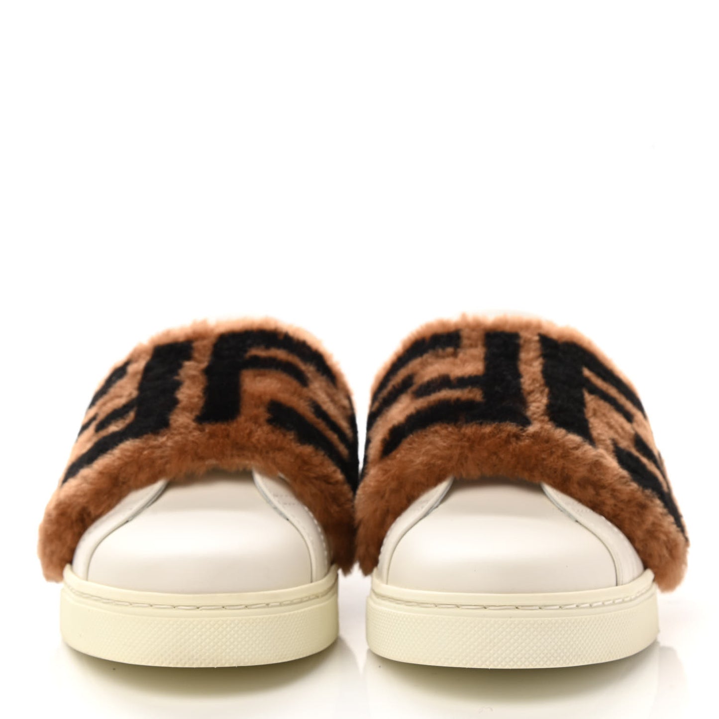 Vitello Shearling FF Velcro Slip On Sneakers 36 White