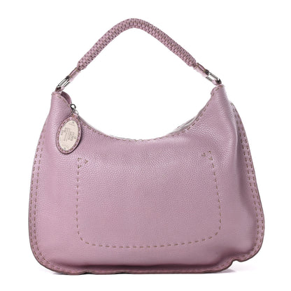 Fendi Metallic Calfskin Romano Selleria Hobo Light Purple 1 of 20