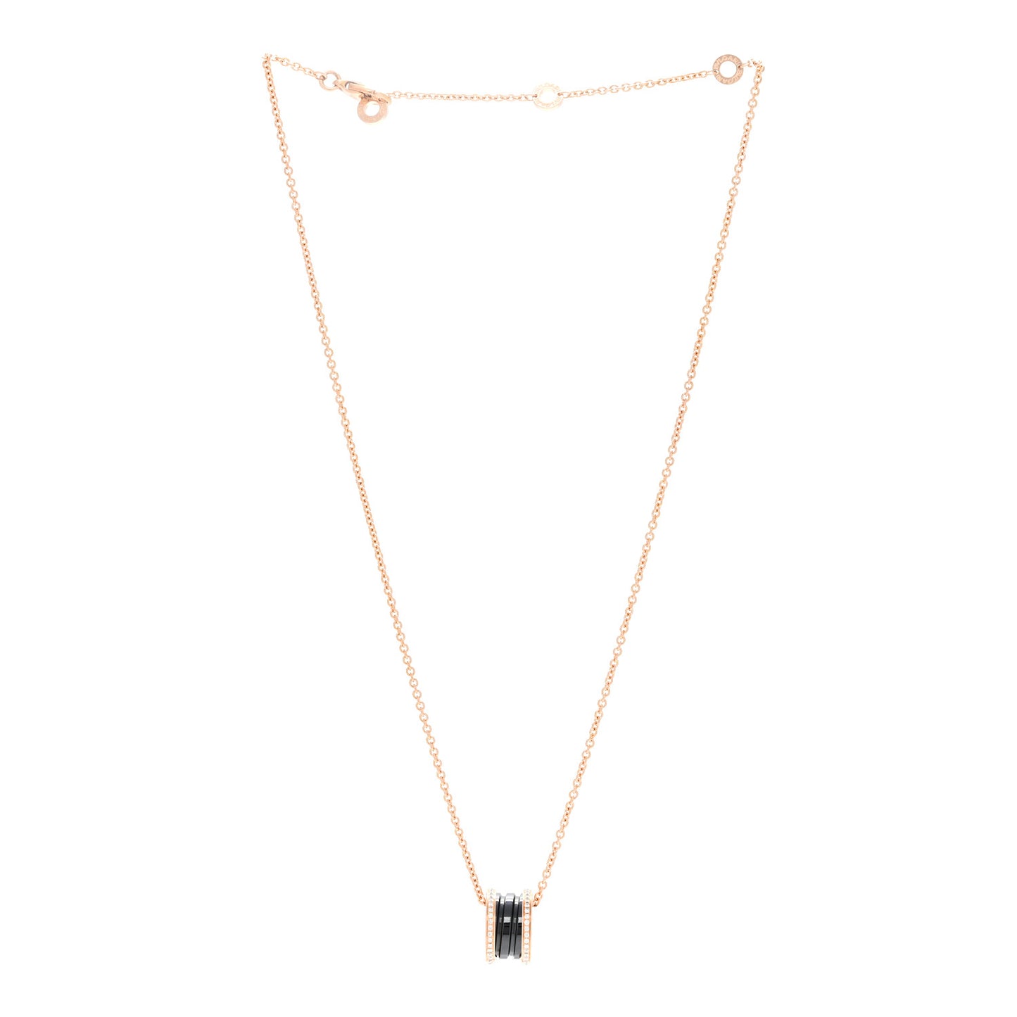 18K Rose Gold Black Ceramic Diamond B.Zero1 Pendant Necklace