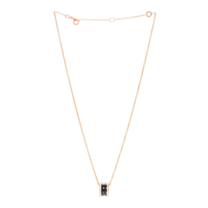 Bulgari 18K Rose Gold Black Ceramic Diamond B.Zero1 Pendant Necklace 3 of 6
