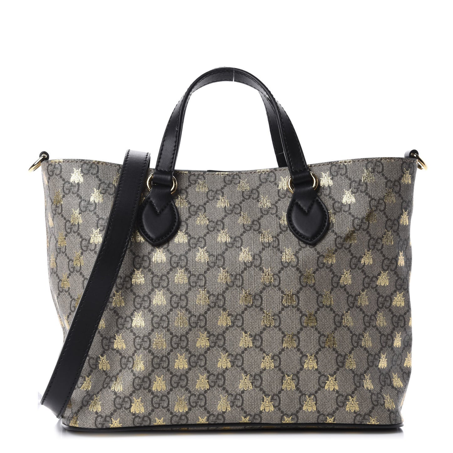 Soft GG Supreme Monogram Bees Small Crossbody Tote Beige Oro Black