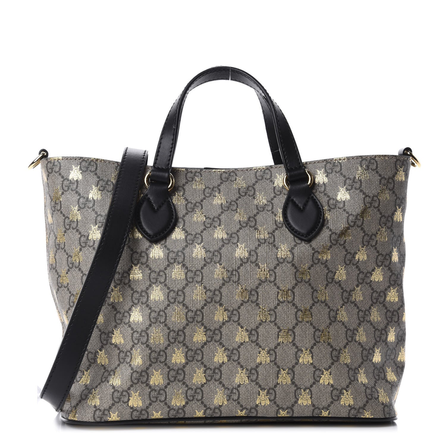 Gucci Soft GG Supreme Monogram Bees Small Crossbody Tote Beige Oro Black 1 of 10