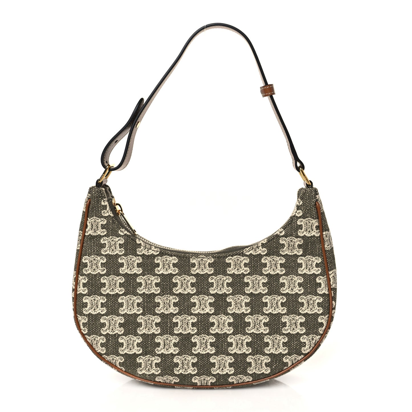 Canvas Calfskin Ava Triomphe Shoulder Bag Green