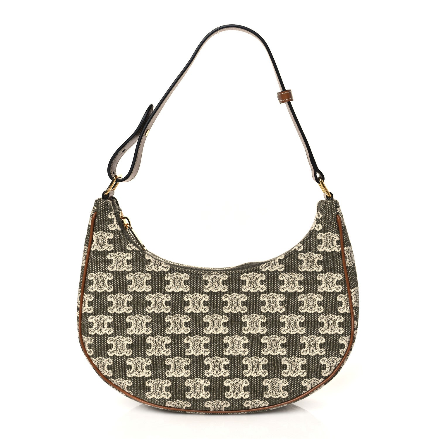 Celine Canvas Calfskin Ava Triomphe Shoulder Bag Green 1 of 9