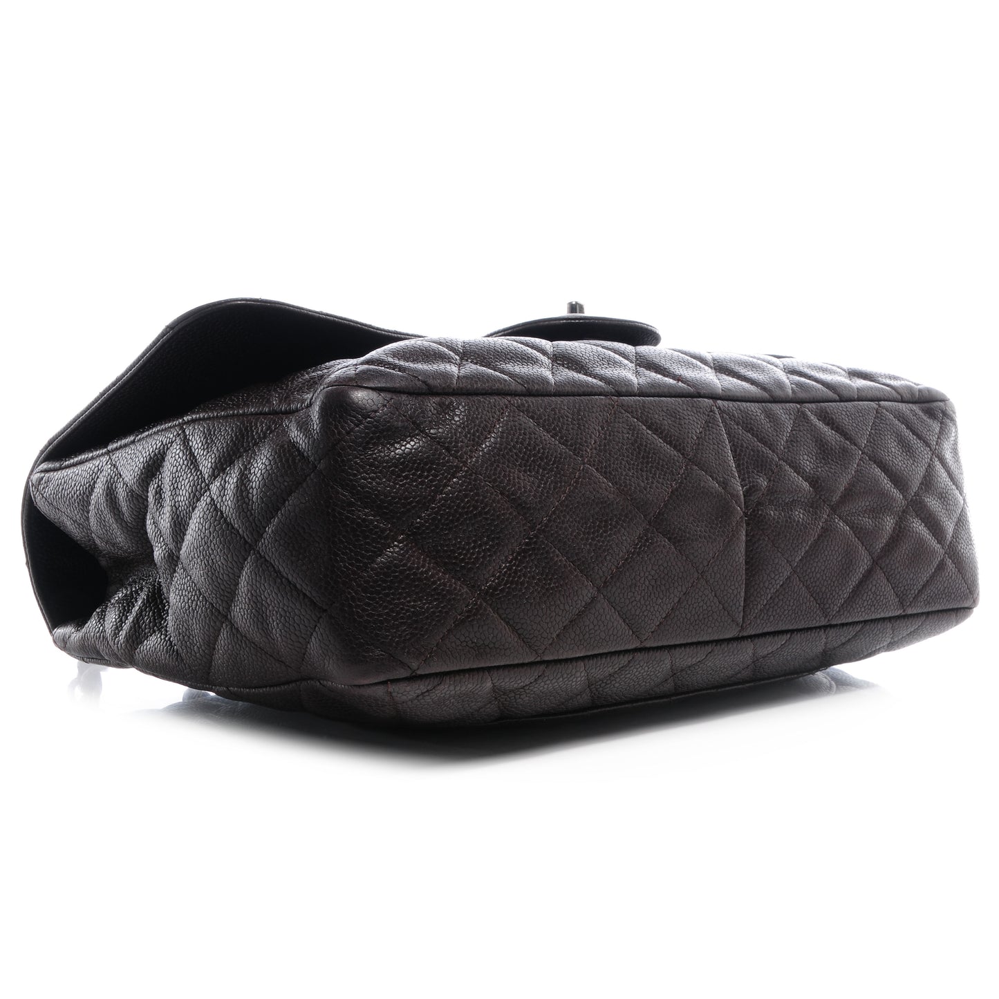 Caviar Quilted Jumbo Single Flap Dark Brown