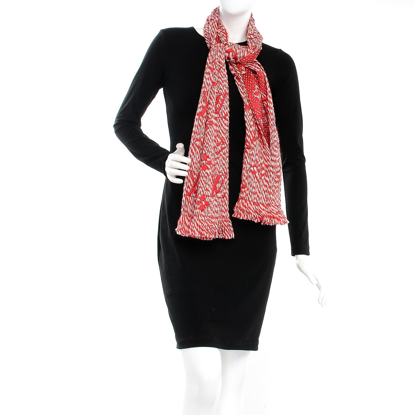 Wool Silk Logomania Mix Scarf Coquelicot