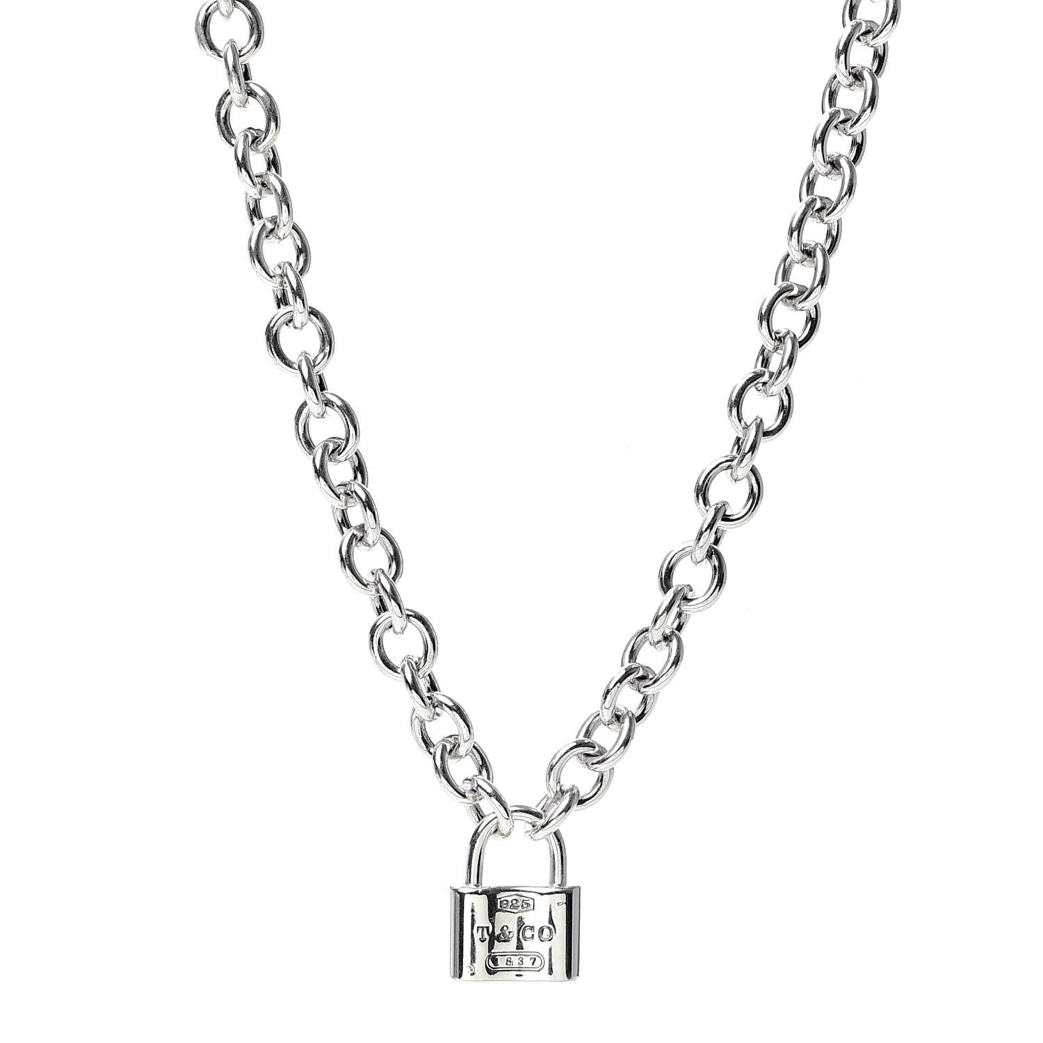 Tiffany Sterling Silver 1837 Lock Charm Necklace 1 of 4