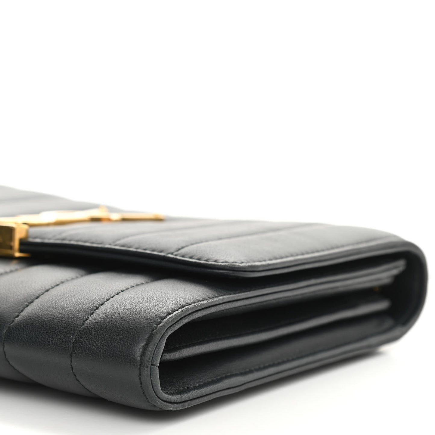 Lambskin Matelasse Monogram Vicky Chain Wallet Black