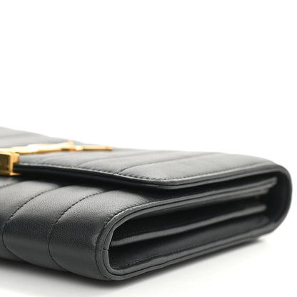 Saint Laurent Lambskin Matelasse Monogram Vicky Chain Wallet Black 8 of 13