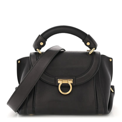 Salvatore Ferragamo Lambskin Suzanna Gancini Small Satchel Black 1 of 9