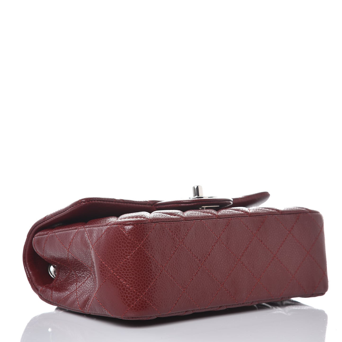 Caviar Quilted Mini Rectangular Flap Dark Red