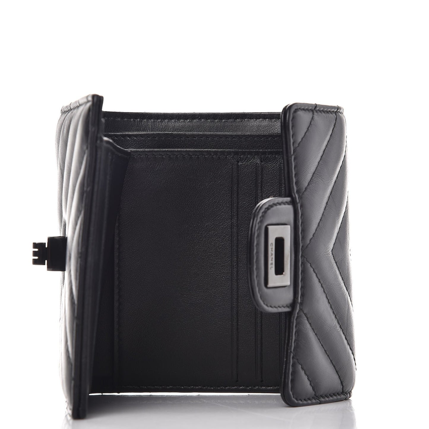 Aged Calfskin Chevron Quilted Reissue Compact Wallet So Black