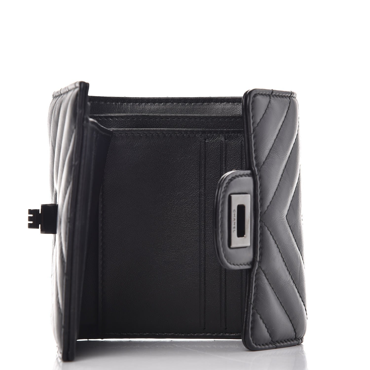 Chanel Aged Calfskin Chevron Quilted Reissue Compact Wallet So Black 5 of 9