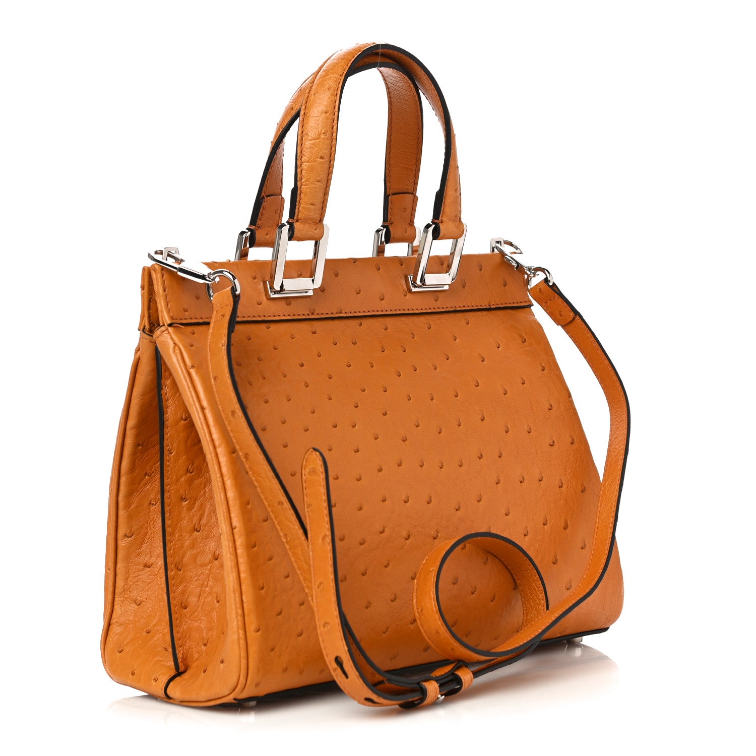 Gucci Ostrich Small Zumi Top Handle Bag Sun Oil 3 of 12