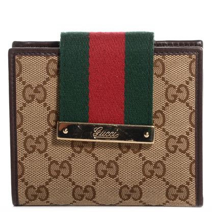 Gucci Monogram Web Ladies Web French Wallet Brown 1 of 7