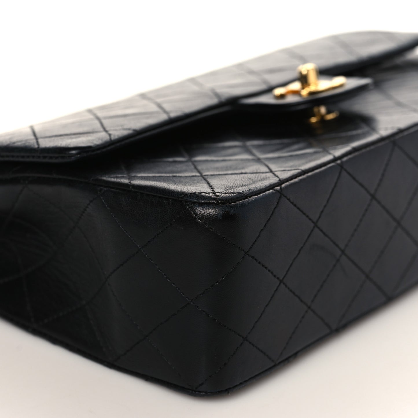 Lambskin Quilted Small Double Flap Black