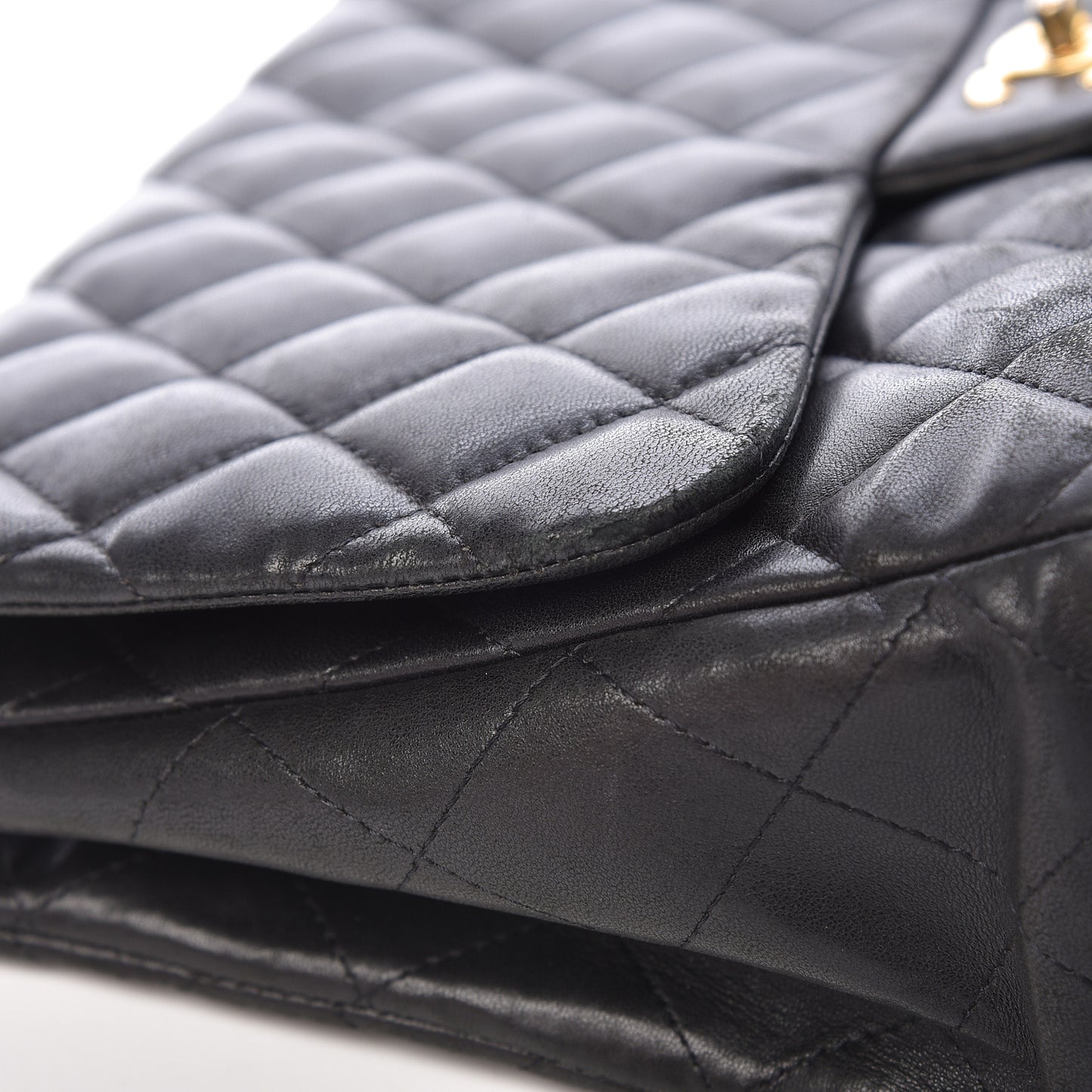 Lambskin Quilted Jumbo Single Flap Black