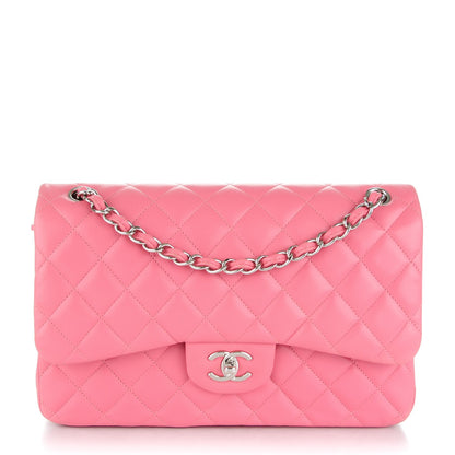 Chanel Lambskin Quilted Jumbo Double Flap Pink 1 of 10