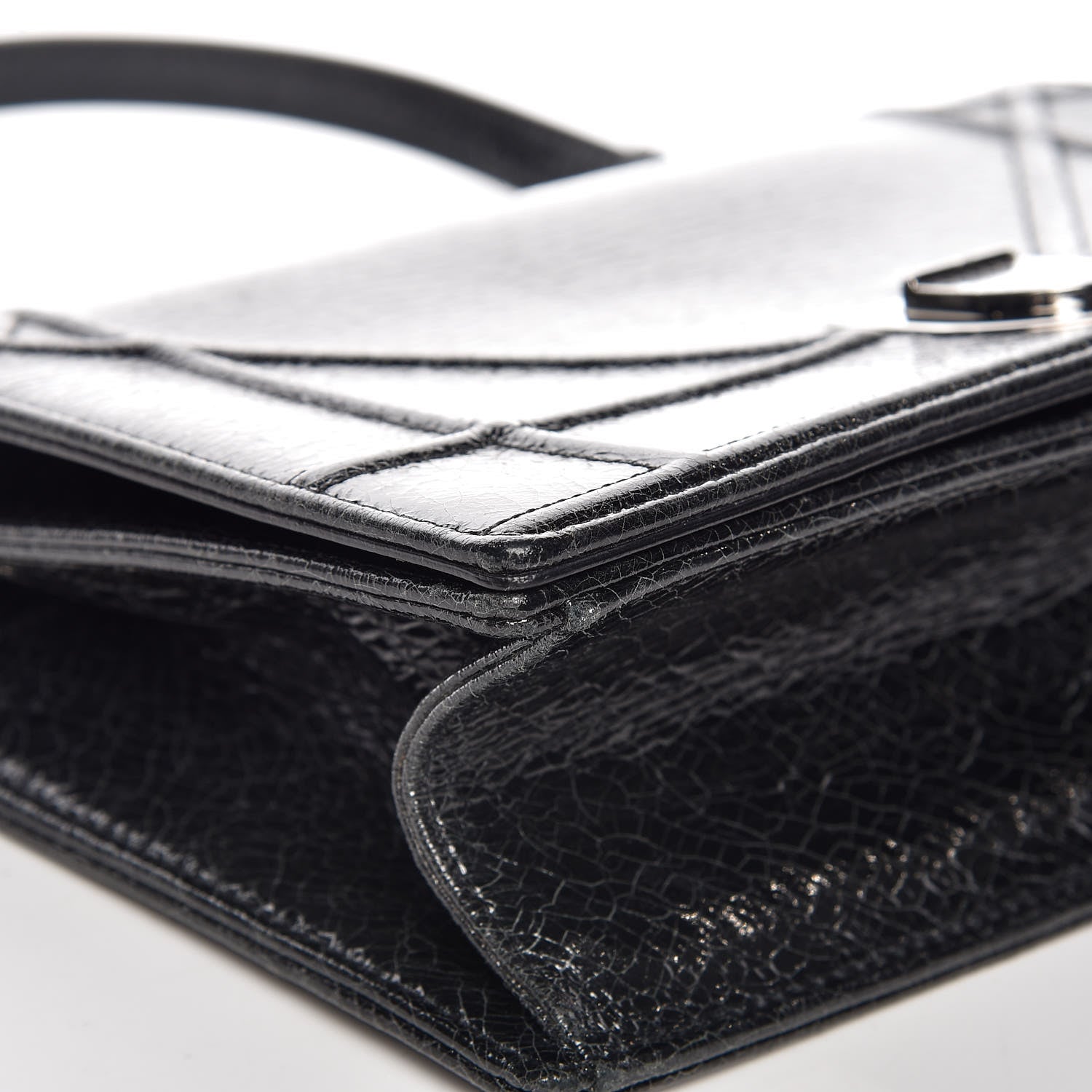 Christian Dior Crackled Deerskin Medium Diorama Flap Bag Black 14 of 16