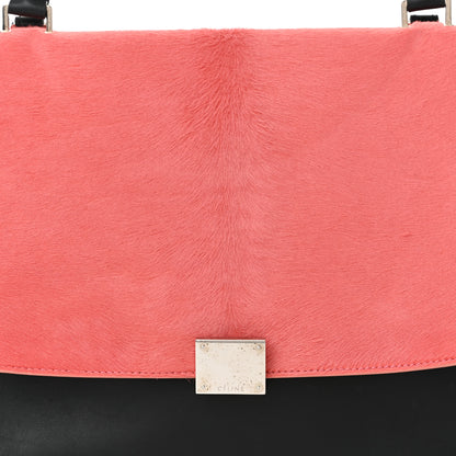 Celine Pony Hair Smooth Calfskin Medium Tri-Color Trapeze Flamingo Green Black 7 of 10