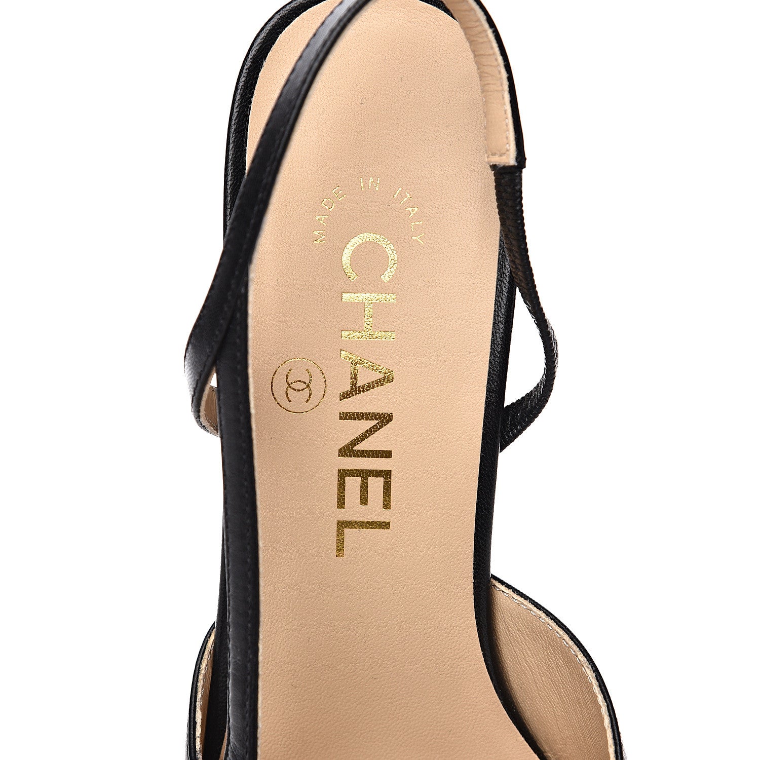 Chanel Goatskin Grosgrain Cap Toe CC Slingback Sandals 36.5 Black 7 of 9