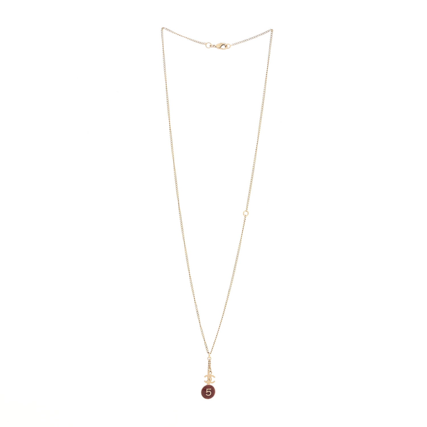 Chanel Chain No 5 CC Necklace Red Gold 2 of 3