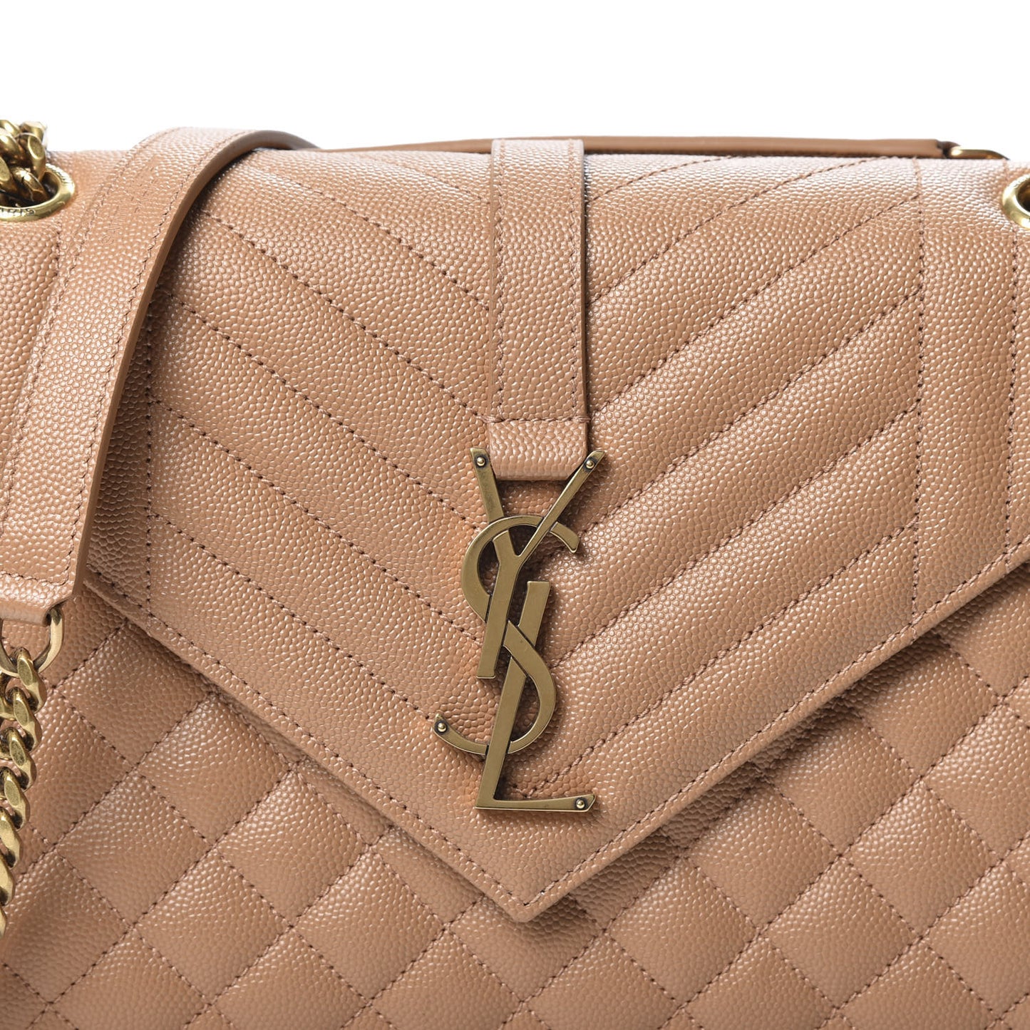 Grain De Poudre Textured Mixed Matelasse Triquilt Medium Monogram Satchel Dune