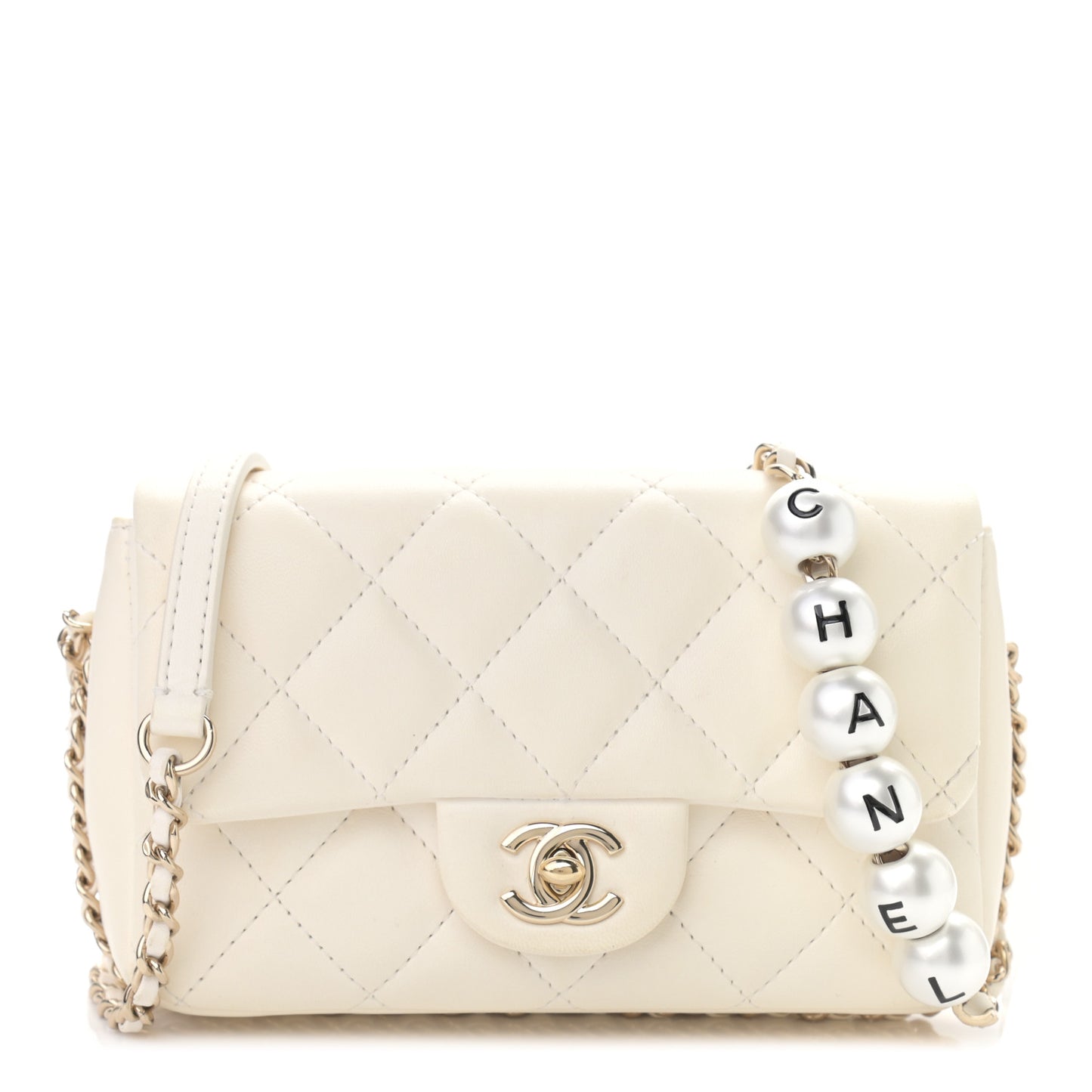 Lambskin Quilted Mini My Precious Flap White