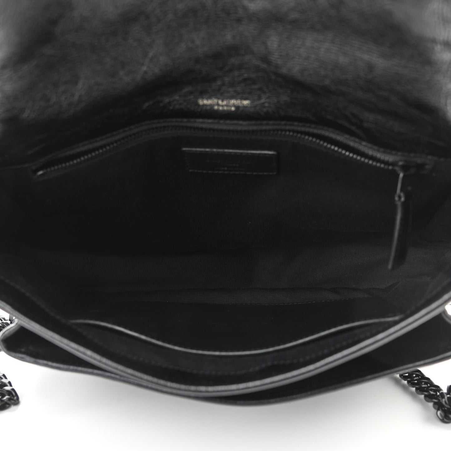 Crinkled Calfskin Matelasse Monogram Medium Niki Chain Satchel Black