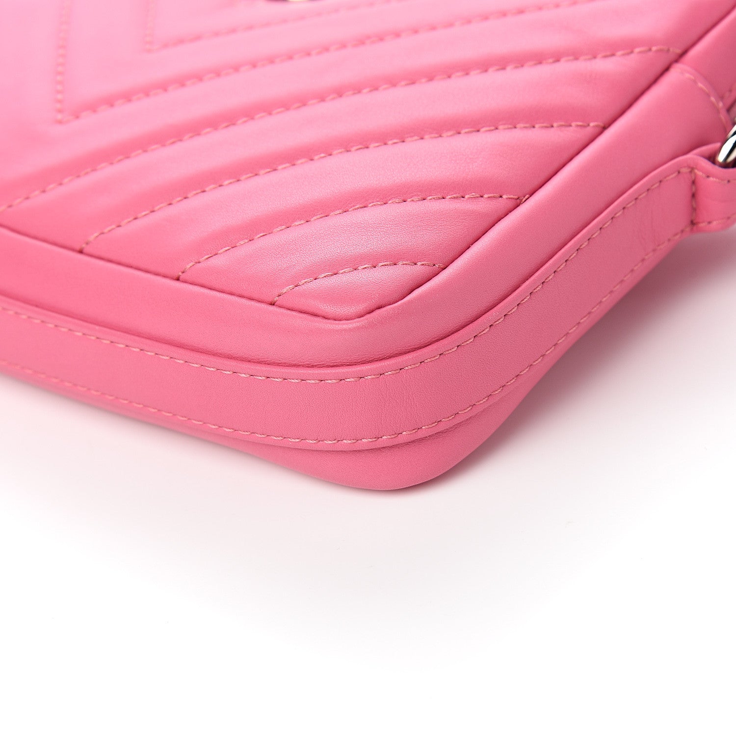 Chanel Lambskin Chevron Quilted Small Promenade Camera Case Pink 8 of 10