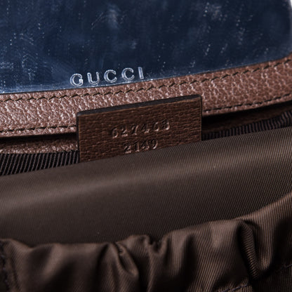 Gucci GG Supreme Monogram Textured Calfskin Web Ophidia Vanity Cosmetic Case Beige Ebony New Acero 7 of 11