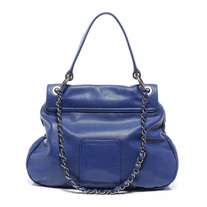 Chanel Glazed Caviar Flap Hobo Dark Blue 7 of 8