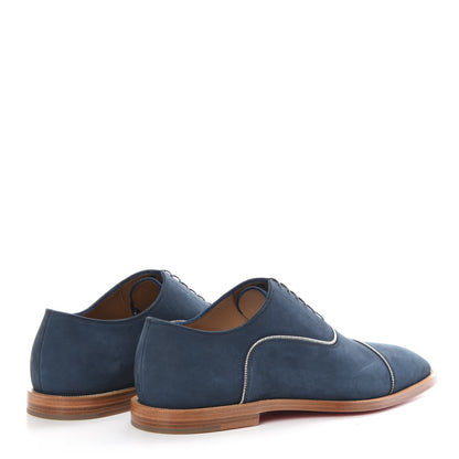 Christian Louboutin Calfskin Nubuck Mens Greggo Flat Oxfords 40.5 Navy 4 of 11