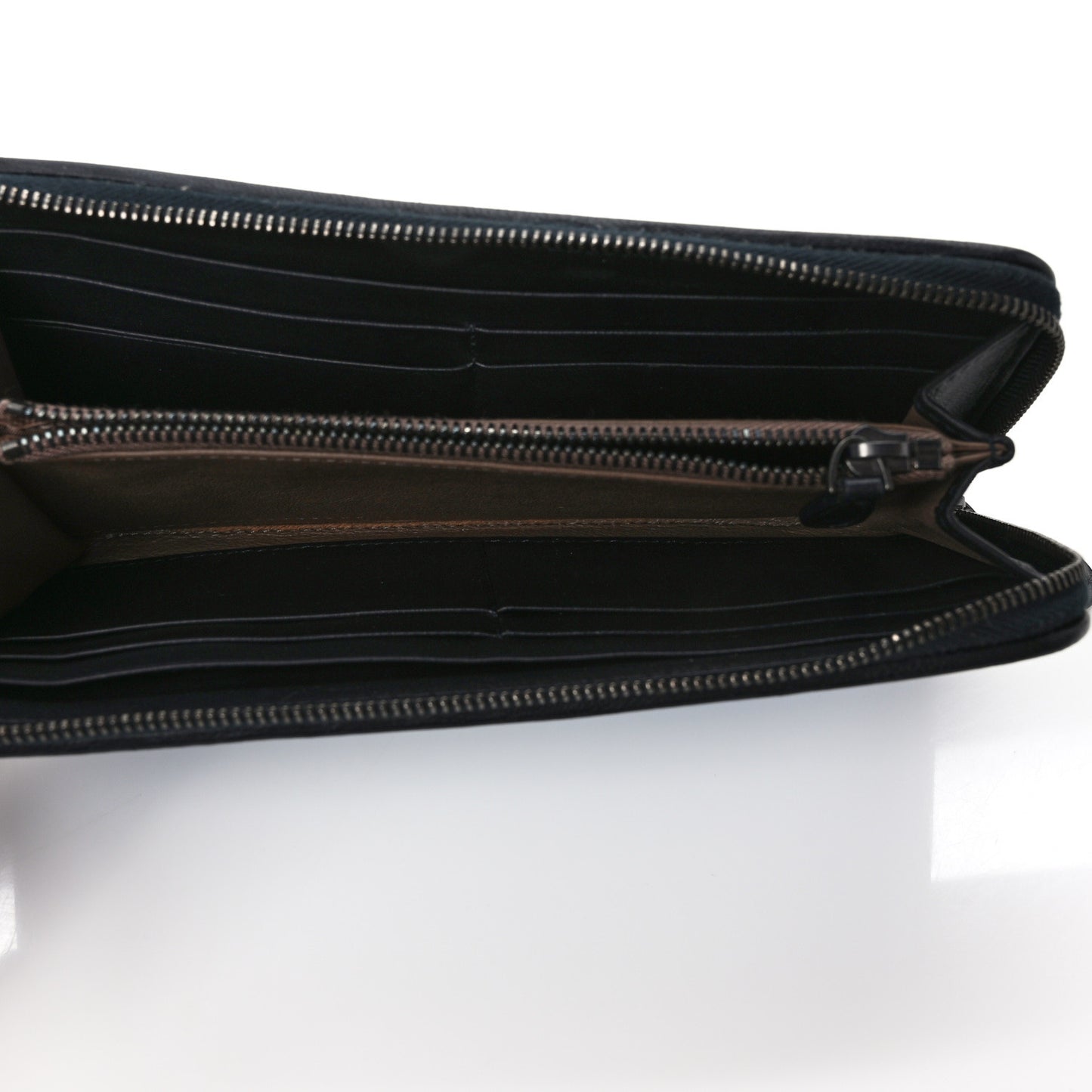 Nappa Intrecciato Half Zip Around Wallet Blue Black