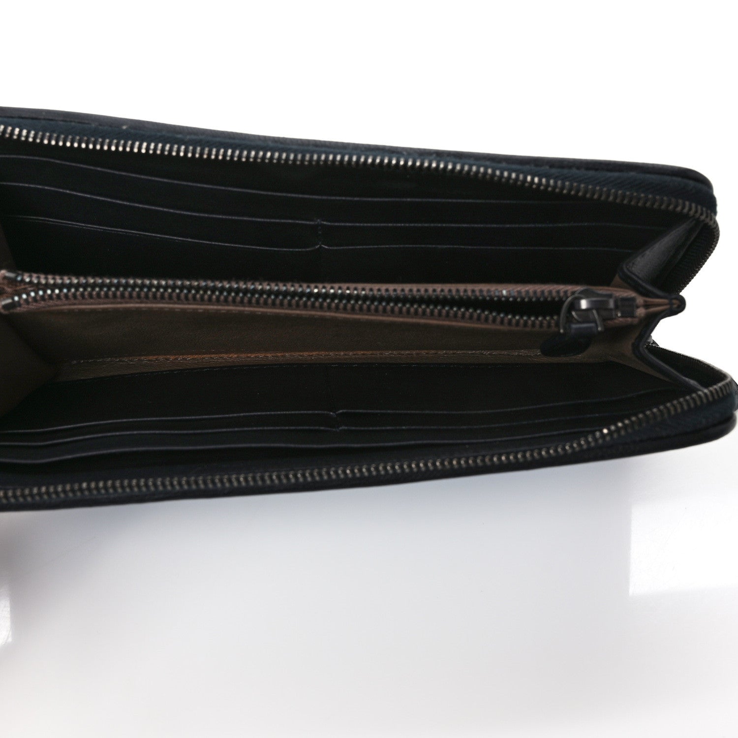 Bottega Veneta Nappa Intrecciato Half Zip Around Wallet Blue Black 5 of 6